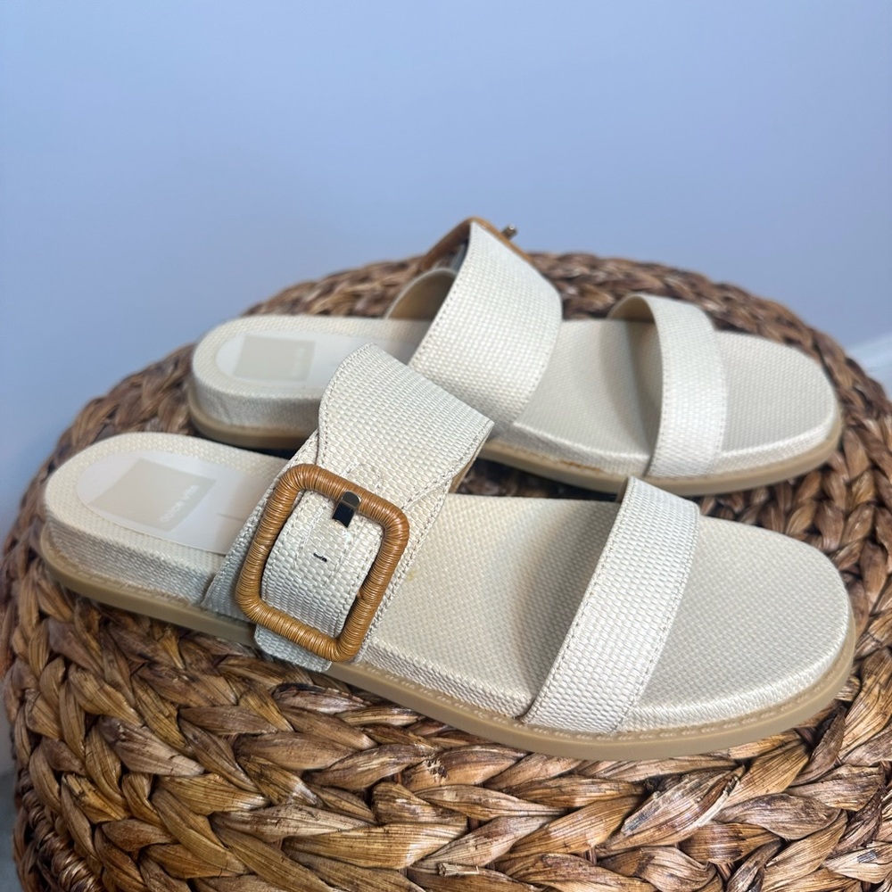 NWT sz 7.5 Dolce Vita Genzel Slide sandal cream ivory neutral double strap - Picture 1 of 6